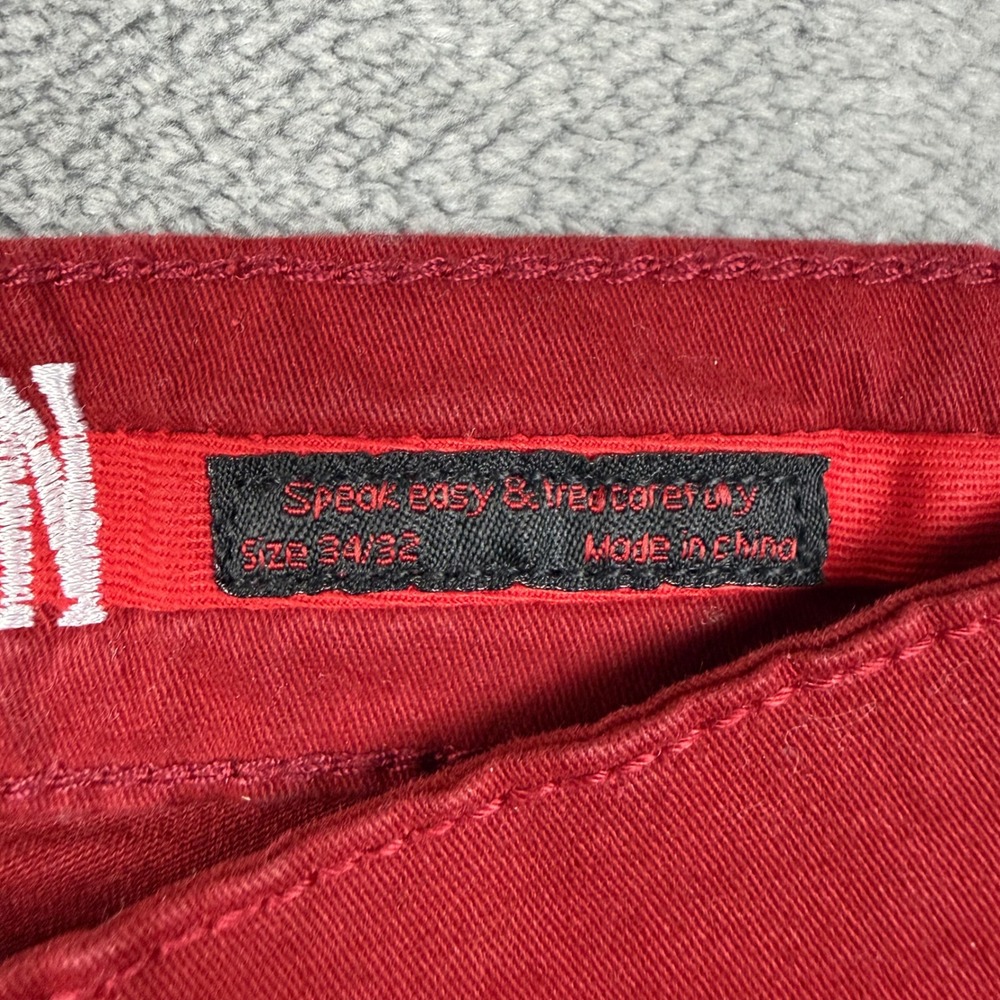 Smugglers Moon Mens Red Cargo Pants Zippers Distressed Utility Slim Fit 34x32 - Picture 3 of 9